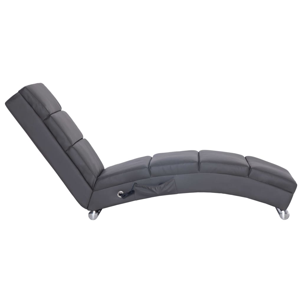 

vidaXL Massage chaise longue kunstleer grijs