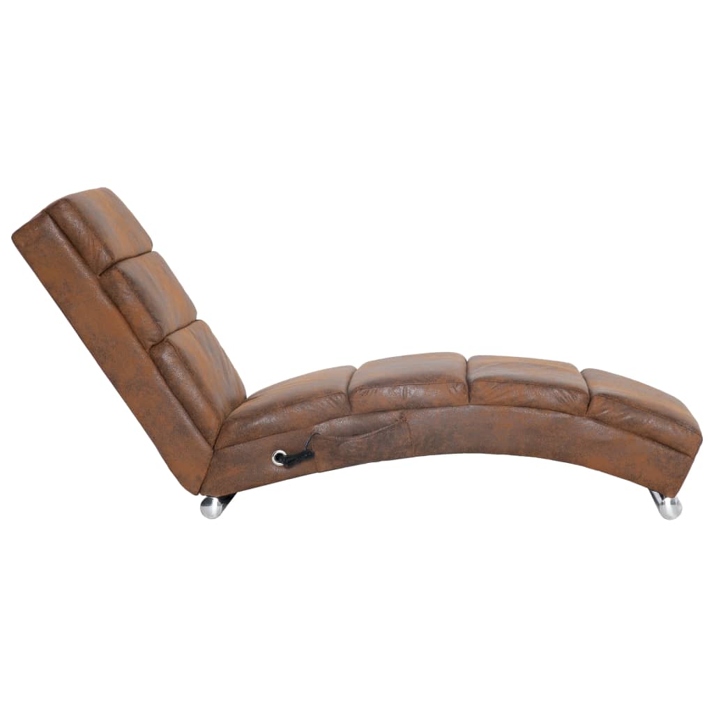 Thumbnail - vidaXL Massage Chaiselongue Braun Wildleder-Optik