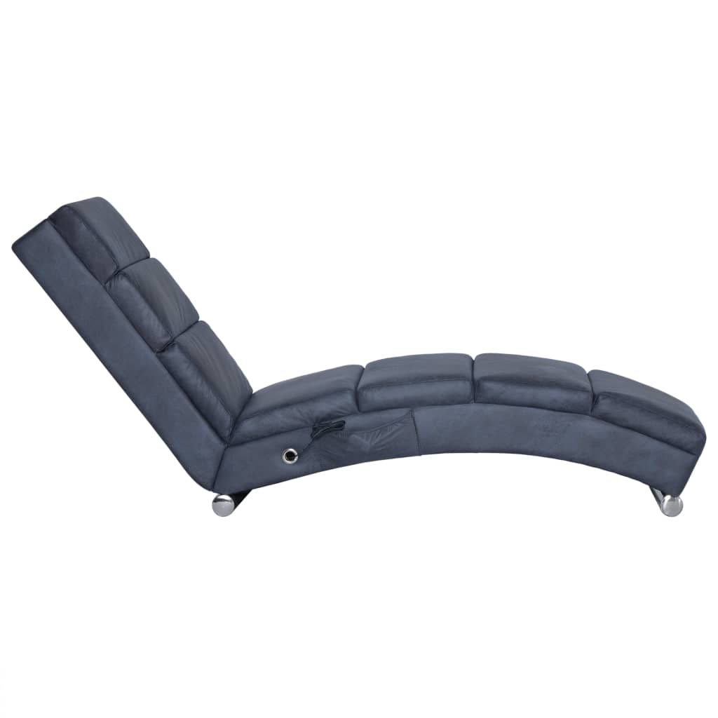 

vidaXL Massage chaise longue kunstsuède grijs