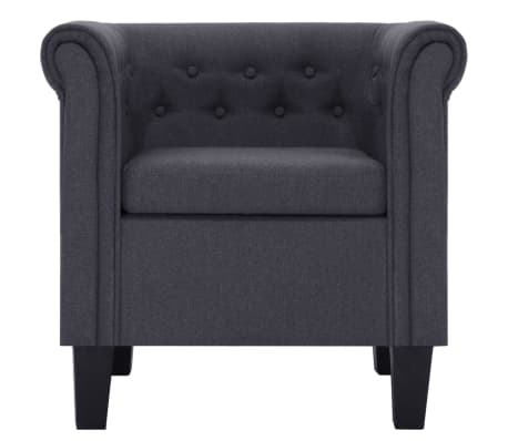vidaXL Krėslas su pagalvėle, tamsiai pilkos spalvos, audinys