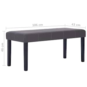 281309 vidaXL Bench 106 cm Grey Faux Leather - obrázek 7