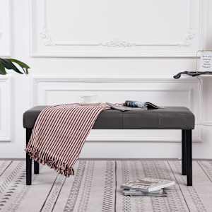 281309 vidaXL Bench 106 cm Grey Faux Leather - obrázek 1