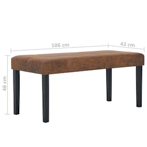 Lavice 106 cm hnědá umělá semišová kůže - obrázek 7