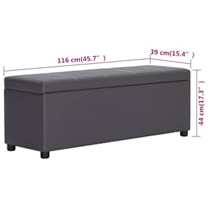 Lavice s úložným prostorem 116 cm šedá umělá kůže - obrázek 8