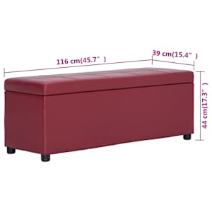Lavice s úložným prostorem 116 cm vínová umělá kůže - obrázek 8