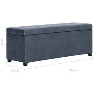 Lavice s úložným prostorem 116 cm šedá umělá broušená kůže - obrázek 8