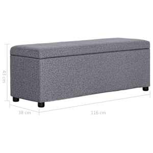 Lavice s úložným prostorem 116 cm světle šedá polyester - obrázek 9