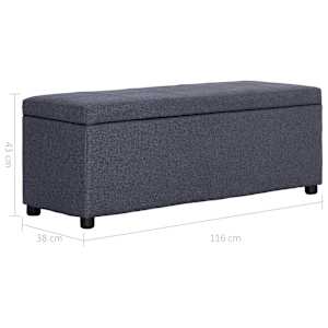 Lavice s úložným prostorem 116 cm světle šedá polyester - obrázek 8