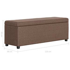Lavice s úložným prostorem 116 cm hnědá polyester - obrázek 8