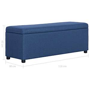 Lavice s úložným prostorem 116 cm modrá polyester - obrázek 8