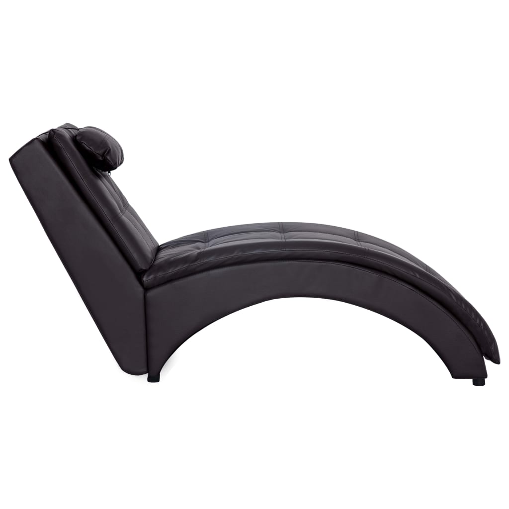 

vidaXL Chaise longue met kussen kunstleer bruin