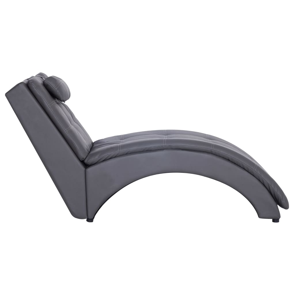 vidaXL Chaise longue com almofada couro artificial cinzento