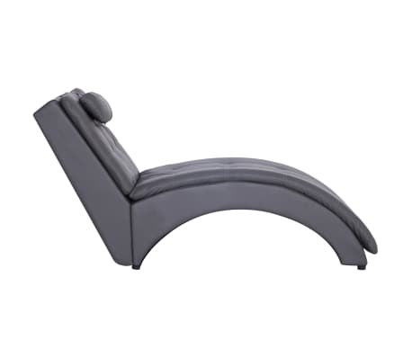 vidaXL Chaise longue avec oreiller Gris Similicuir