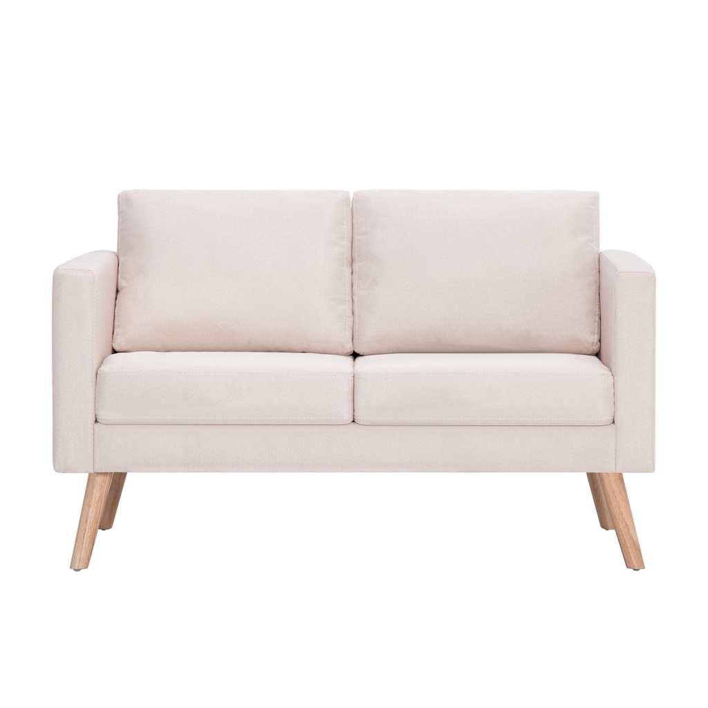 vidaXL Canapea cu 2 locuri, crem, material textil
