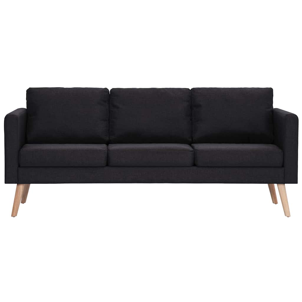 vidaXL Canapea cu 3 locuri, negru, material textil