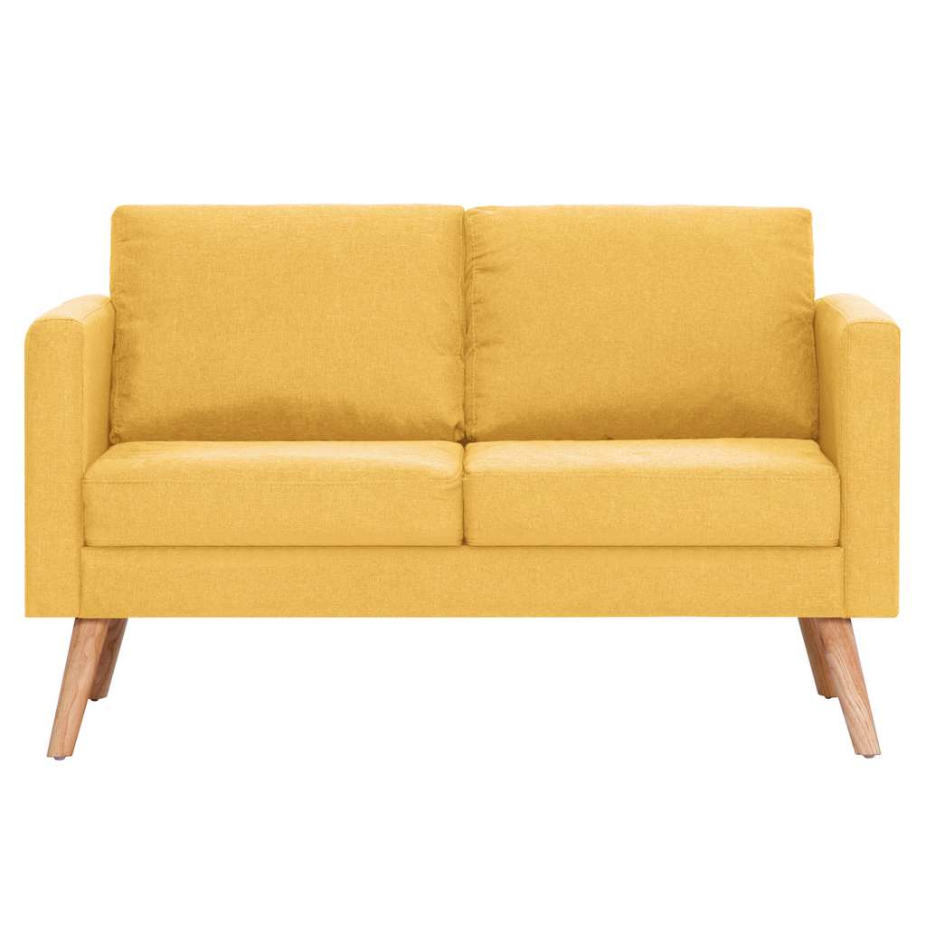 vidaXL Canapea cu 2 locuri, galben, material textil