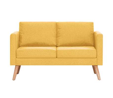 vidaXL Canapea cu 2 locuri, galben, material textil