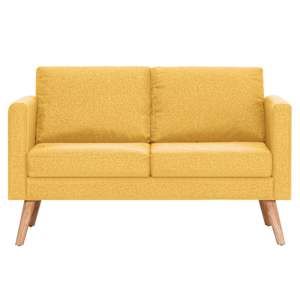 vidaXL Canapea cu 2 locuri, galben, material textil