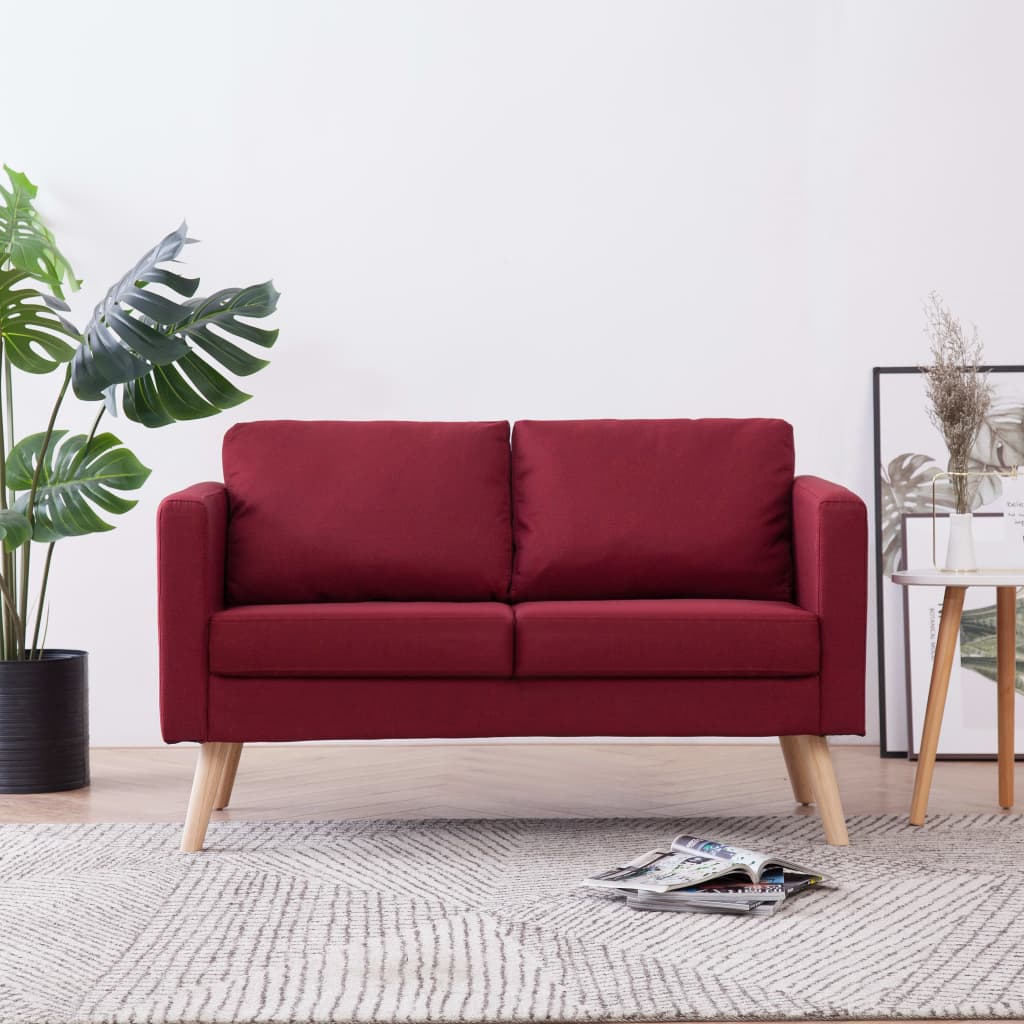 vidaXL 2-Sitzer-Sofa Stoff Weinrot