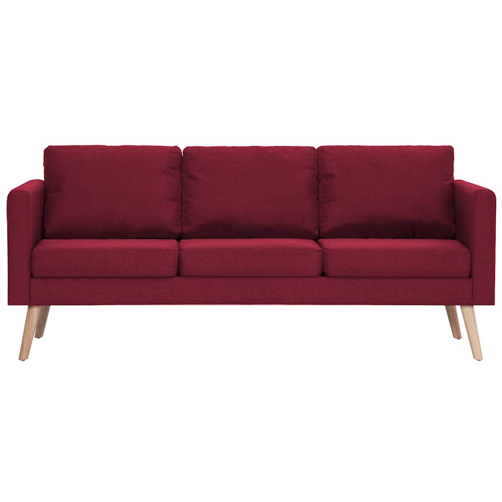 vidaXL Canapea cu 3 locuri, roșu vin, material textil