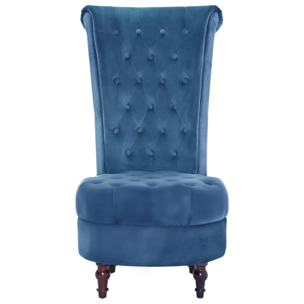 vidaXL Kėdė su aukštu atlošu, mėlyna, aksomas