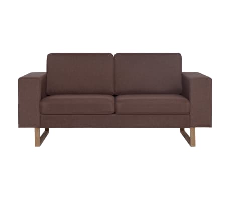 vidaXL 2-местен диван, текстил, кафяв