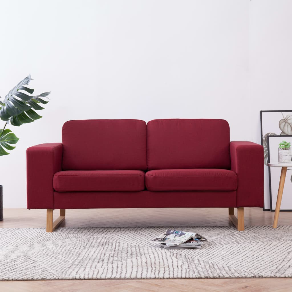 vidaXL 2-Sitzer-Sofa Stoff Weinrot