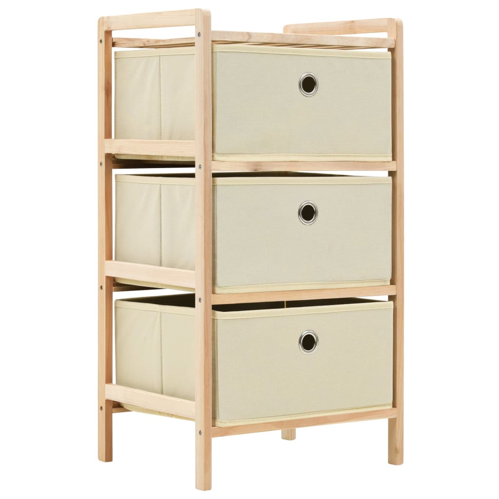 

vidaXL Opbergrekken met 3 stoffen manden 2 st cederhout beige