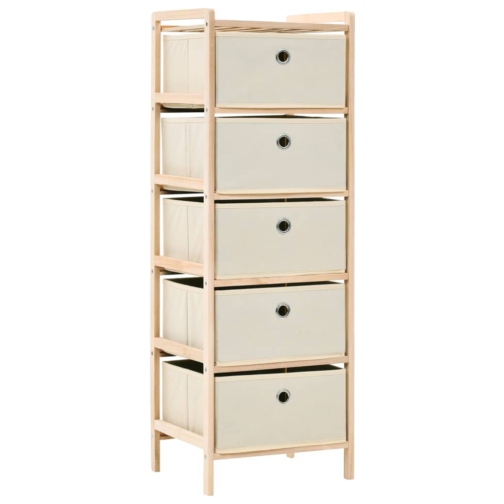 

vidaXL Opbergrekken met 5 stoffen manden 2 st cederhout beige