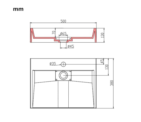 Lavabo Da Parete In Resina VidaXL 50x35x24 Cm - Bianco, Capacità 11 Litri, Con Foro Troppopieno E Porta Sapone