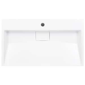 Umyvadlo 80 x 46 x 11 cm minerální/mramorový kompozit bílé - obrázek 4