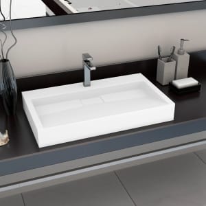 Umyvadlo 80 x 46 x 11 cm minerální/mramorový kompozit bílé - obrázek 1