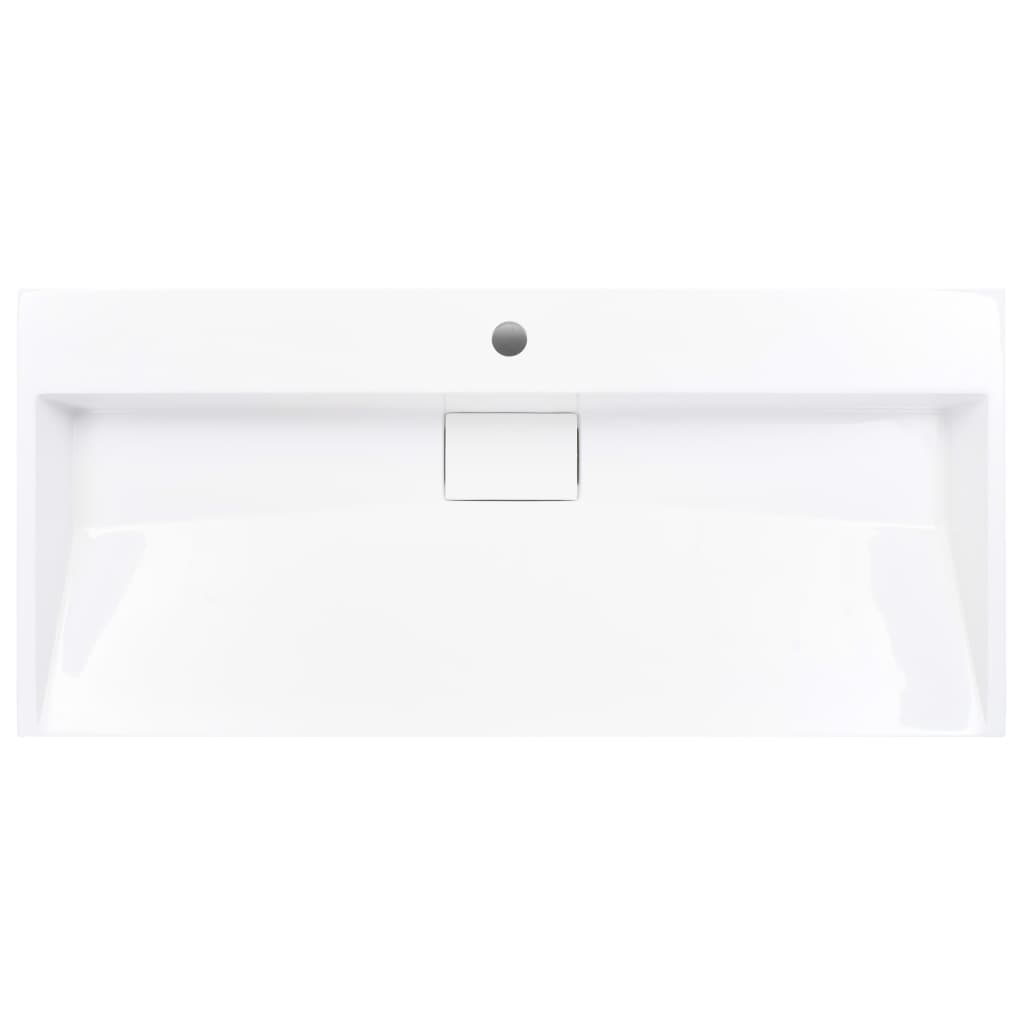 Fehér ásványöntvény/márványöntvény mosdókagyló 100x46x11 cm 