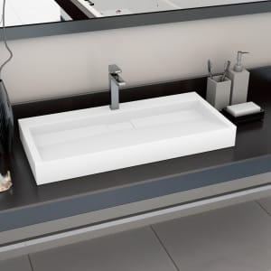 Umyvadlo 100 x 46 x 11 cm minerální/mramorový kompozit bílé - obrázek 1