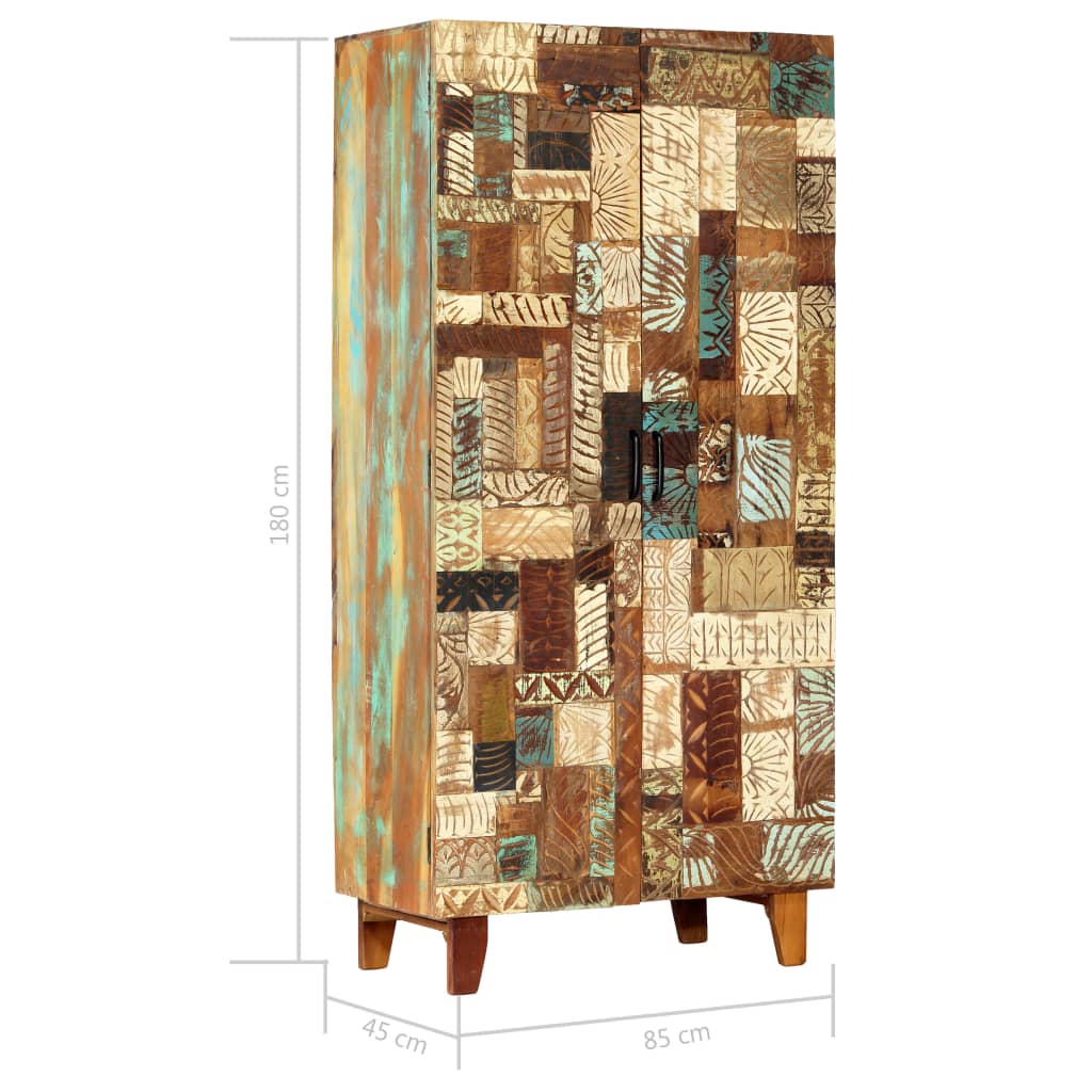 Ručně vyřezávaná komoda 85x45x180 cm masivní recyklované dřevo