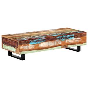 vidaXL kohvilaud, 120 x 50 x 30 cm, taastatud puit ja teras