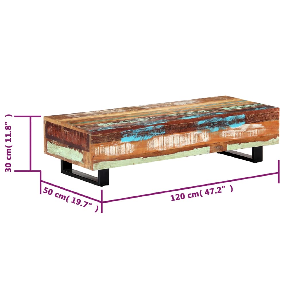 Klubska mizica 120x50x30 cm trden predelan les in jeklo