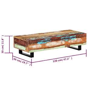 Konferenční stolek 120x50x30cm masivní recyklované dřevo a ocel - obrázek 6
