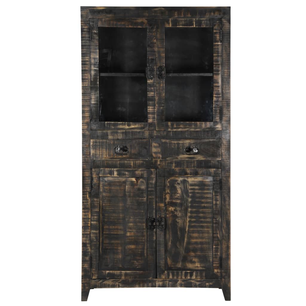 vidaXL Highboard Black 90x40x180 cm Solid Mango Wood