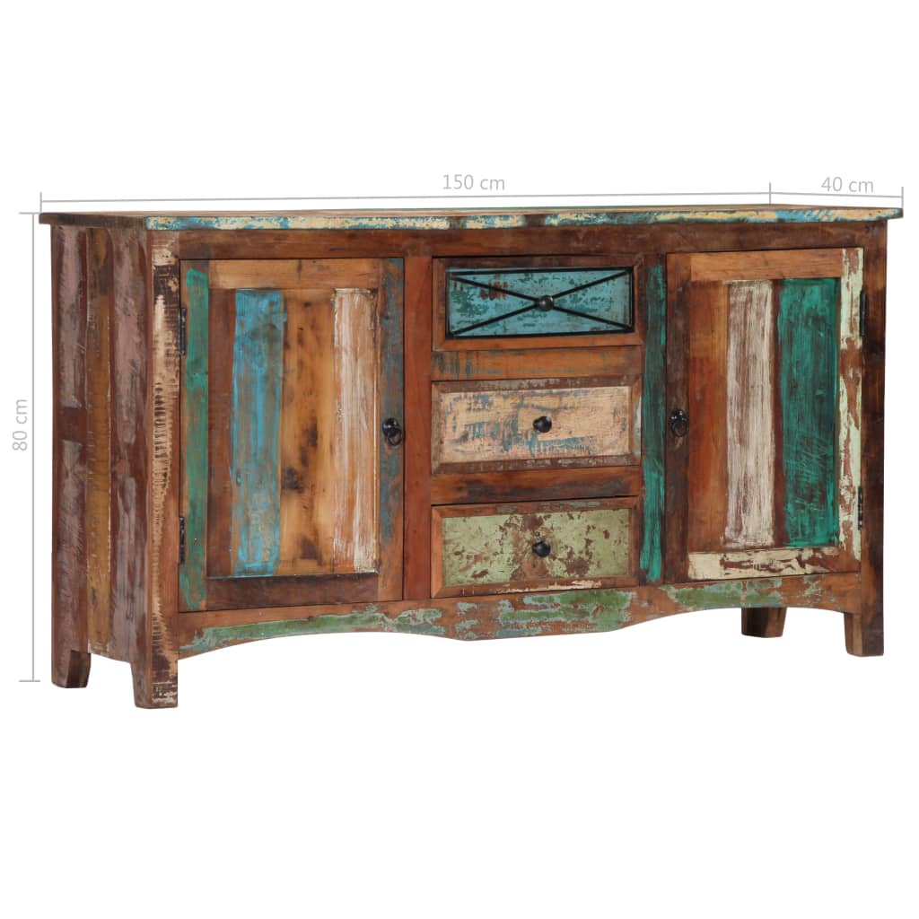 Příborník 150 x 40 x 80 cm masivní recyklované dřevo