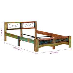 Rám postele masivní recyklované dřevo 140 x 200 cm - obrázek 8