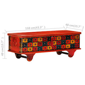 Úložný box červený 110 x 40 x 40 cm masivní akáciové dřevo - obrázek 9