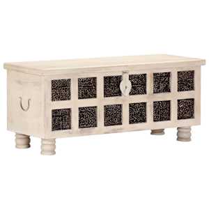 Úložný box bílý 110 x 40 x 45 cm masivní akáciové dřevo - obrázek 11