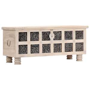 Úložný box bílý 110 x 40 x 45 cm masivní akáciové dřevo - obrázek 3