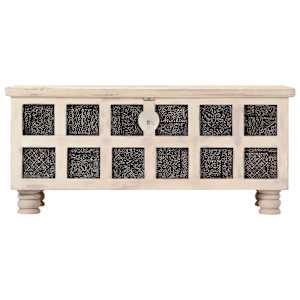 Úložný box bílý 110 x 40 x 45 cm masivní akáciové dřevo - obrázek 4