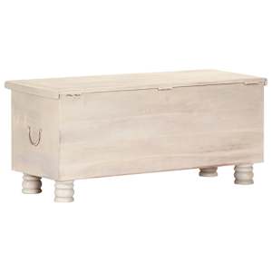 Úložný box bílý 110 x 40 x 45 cm masivní akáciové dřevo - obrázek 5