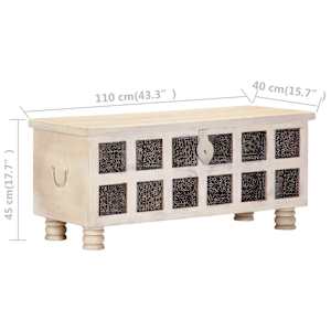 Úložný box bílý 110 x 40 x 45 cm masivní akáciové dřevo - obrázek 9