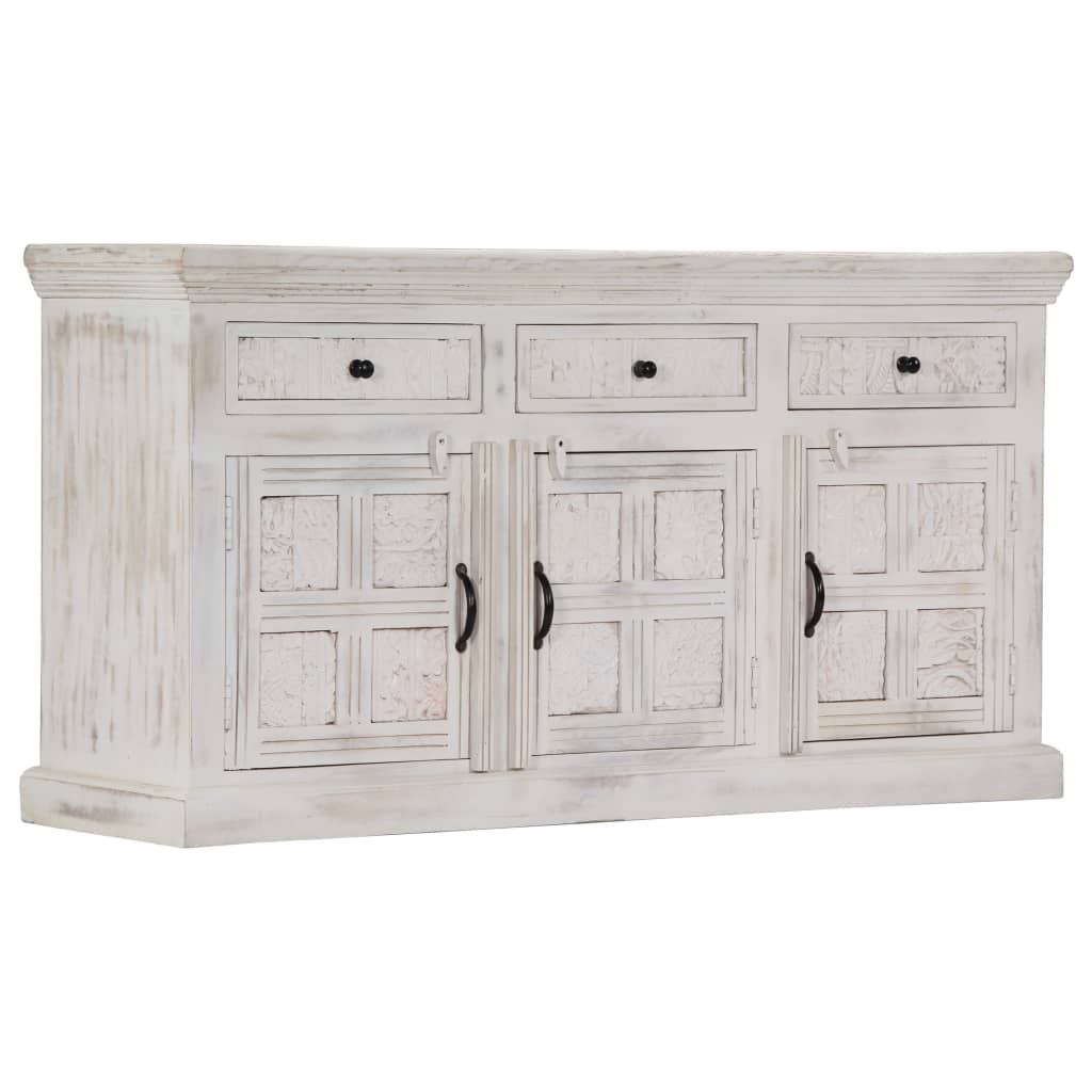 Sideboard White 140x40x74 cm Solid Mango Wood