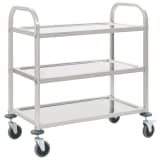 vidaXL 3 szintes rozsdamentes acél zsúrkocsi 87 x 45 x 83,5 cm