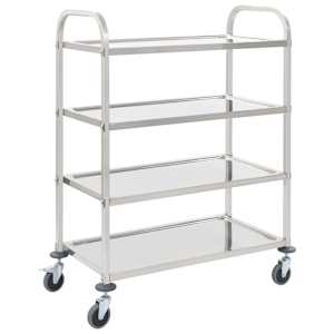 Kuhinjski voziček 4-nadstropni 107x55x125 cm nerjaveče jeklo